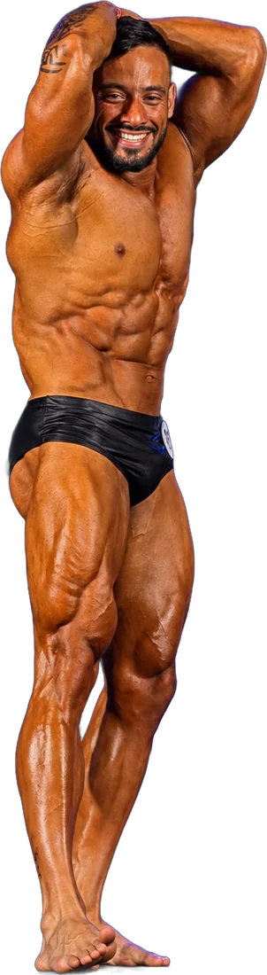 Gabriel Silvestre na pose abdominal e coxa